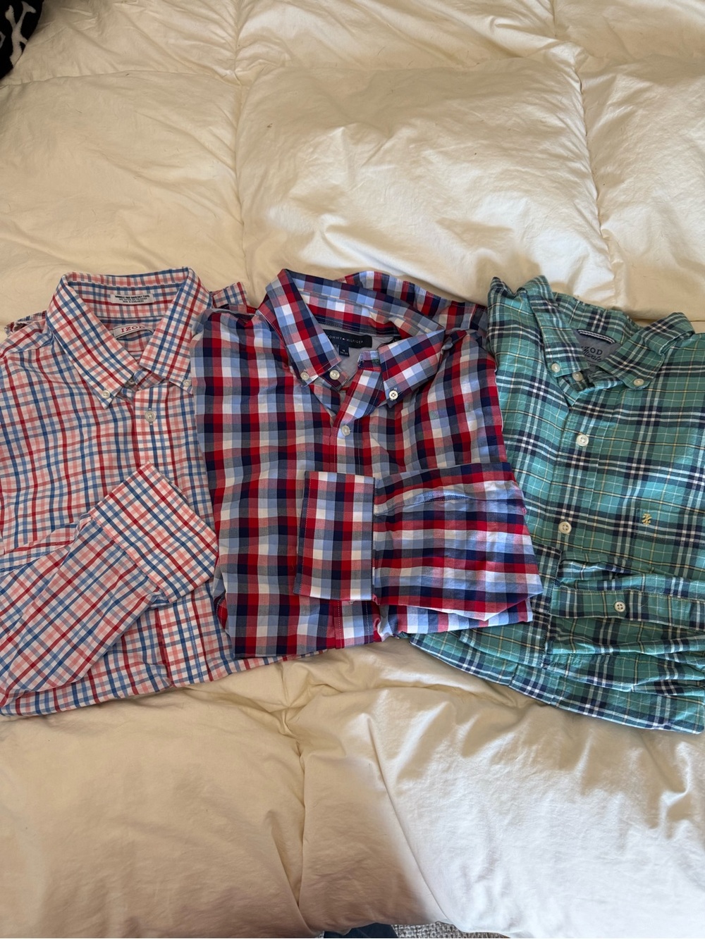 Men's Plaid Button-Down Shirts - Red, Blue & Green